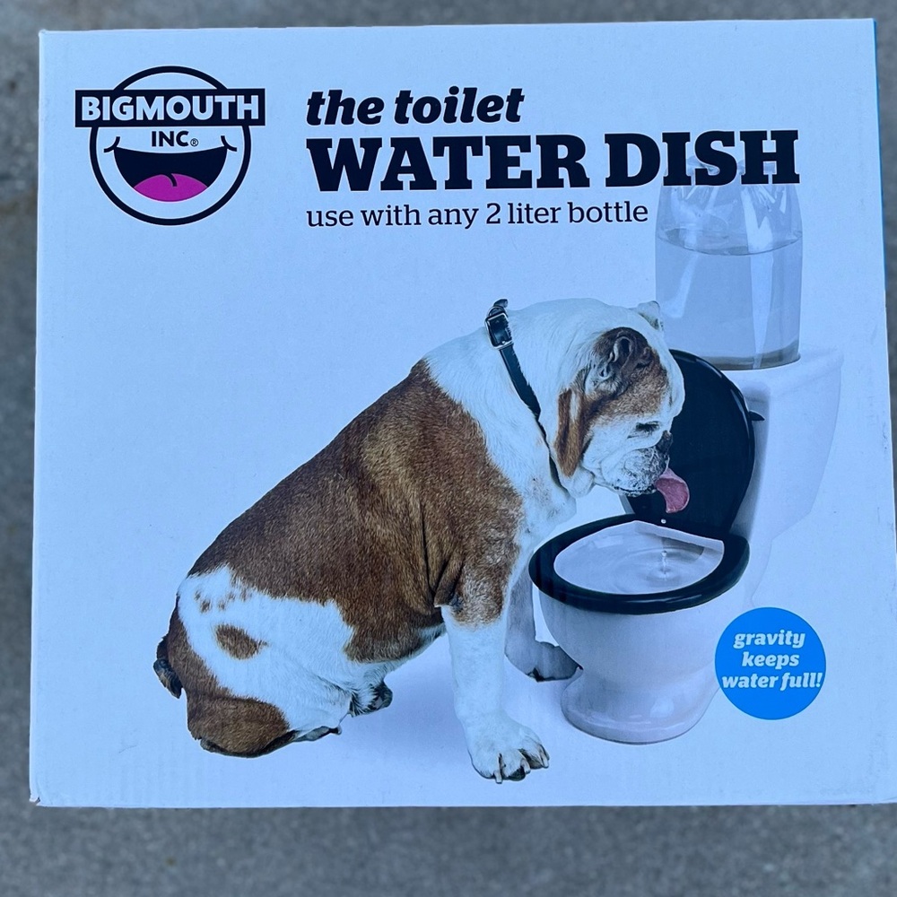 The Toilet Water Dish - White and Black Pet Water Bowl